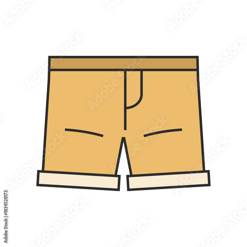 短パン、洋服、ファッション、コーディネート、おしゃれ関連のイラスト（カラー）