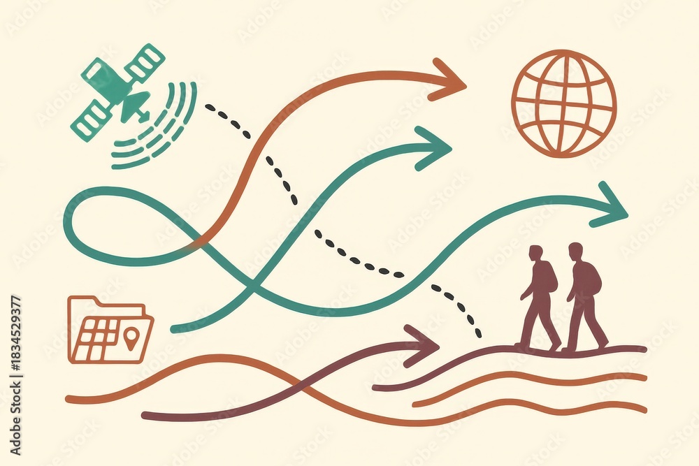 Obraz premium Navigating the Intersection of Digital Cartography and Human Experience in a Geospatial Context captured with clarity