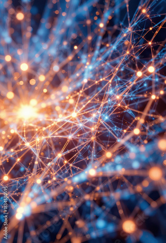 Dynamic data visualization of neural networks digital realm abstract art technology macro perspective innovation trends