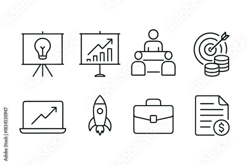 Business and startup icon set for presentation and strategy design projects