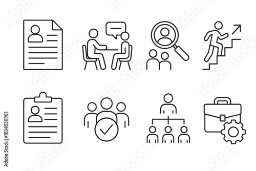 Human resources icon set. recruitment and employee management vector set. hr concept for business solutions.