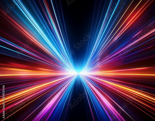 vibrant light rays radiating in motion against a dark backdrop perfect for themes of space exploration and dynamic energy flows for tech and sci fi enthusiasts