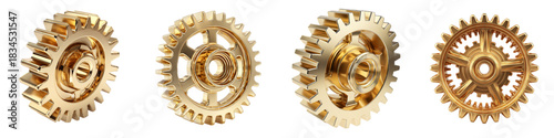Precision golden gears showcase elegant mechanical design, perfect for engineering, innovation, and technical concepts, adding a touch of sophistication and motion