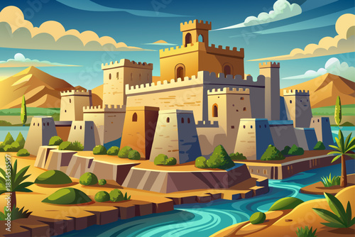 The ancient medieval castle of Abydos in Portugal, a historic stone castle with towers and walls, a European landmark, a cultural heritage site and a popular travel destination for architecture lovers