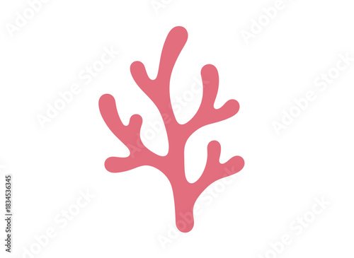 A coral reef branch, an underwater hard structure, and marine fauna; tropical undersea flora; an exotic oceanic design element; nature decoration—flat vector illustration set against a white