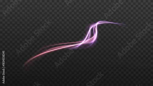 Soft, glowing, curved glowing magical strip with a smooth curve.