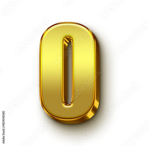 Number 0  golden  shining 3d transparent PNG 