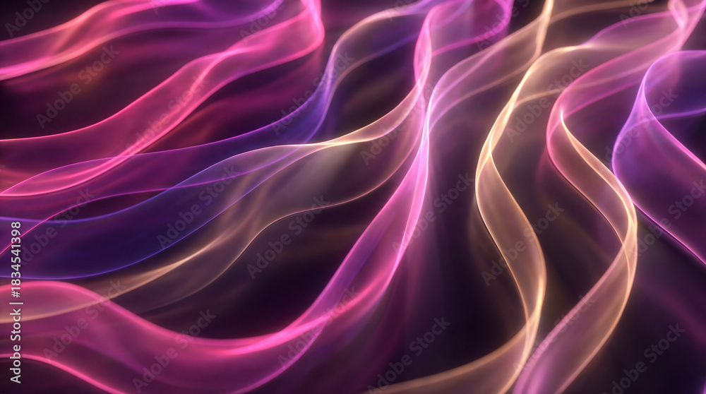 Obraz premium Colorful light waves flow across a dark background creating patterns in a modern art style during a digital design session