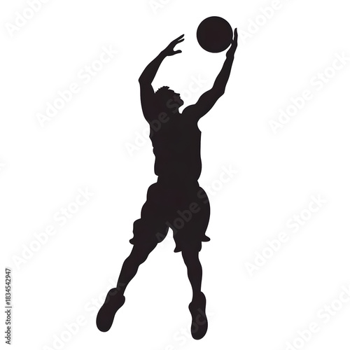Silhouette of a basketball player dunking in black color only fullbody vector style isolated on a white background
