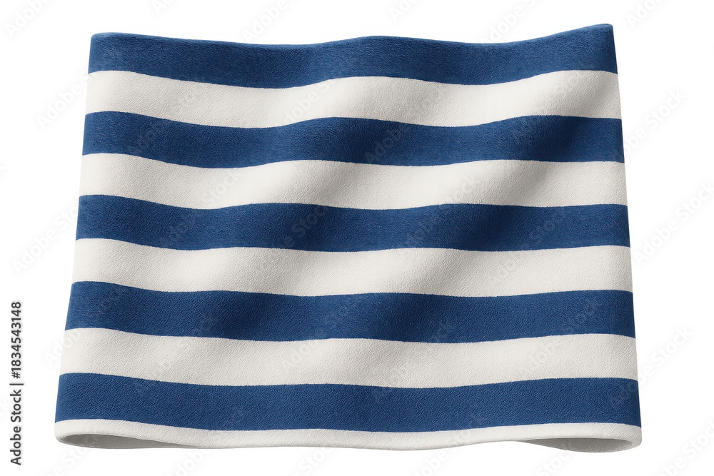 Obraz premium Blue and white striped fabric material showing classic nautical fashion pattern and textile design on transparent background