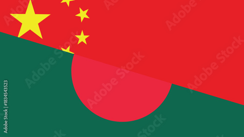 China and bangladesh flag fusion design