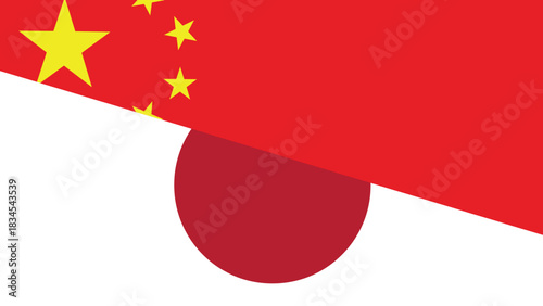 China and japan flag fusion design