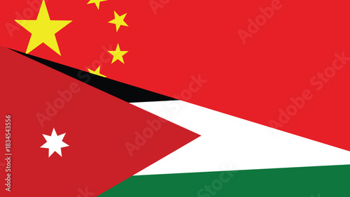China and jordan flag fusion design