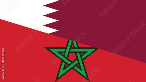 Qatar and morocco flag fusion design