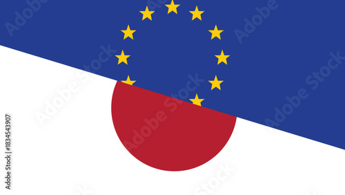 Europe and japan flag fusion design