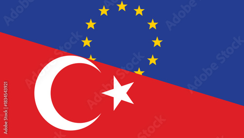 Europe and turkyie flag fusion design