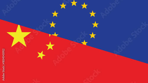 Europe and china flag fusion design