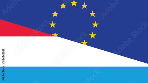 Europe and luxombourg flag fusion design