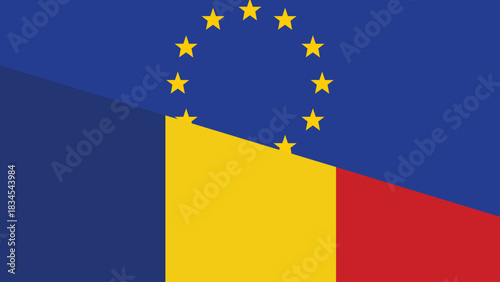Europa and romania flag fusion design