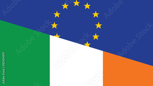 Europa and ireland flag fusion design