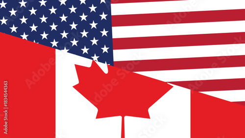 Usa and canada flag fusion design