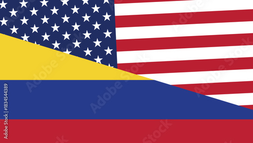 Usa and colombia flag fusion design