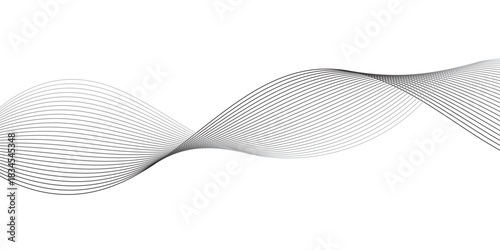 gray and white wavy curve line with digital future technology concept background. Line art striped graphic template, banner background. Vector illustration.