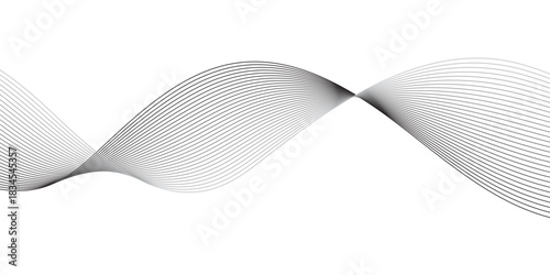 gray and white wavy curve line with digital future technology concept background. Line art striped graphic template, banner background. Vector illustration.