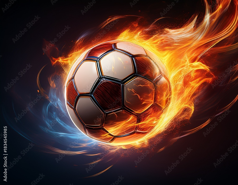 Naklejka premium fiery soccer ball in motion