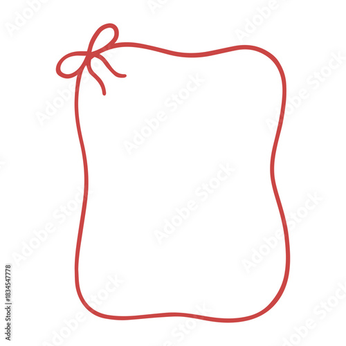 Whimsical wedding frame doodle. Coquette boarder with bow and ribbon in sketch style. Hand drawn vintage vector illustration for Valentine’s Day