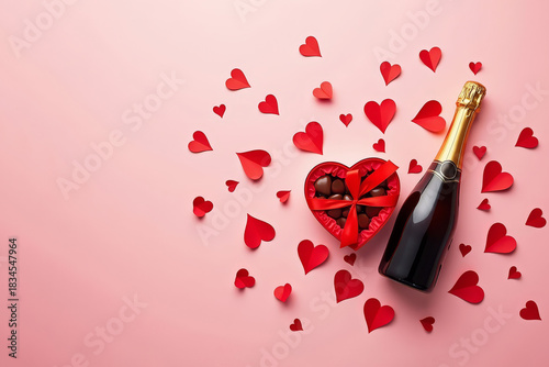 Champagne And Chocolates Frame. Valentine Luxury Border. Sweet Layout With Text Space.