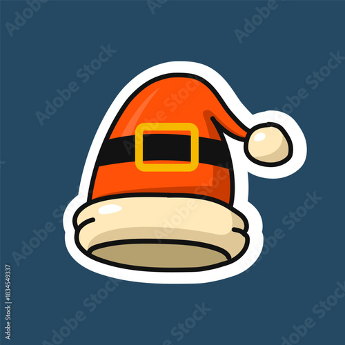 Santa Claus sticker hats. Vector