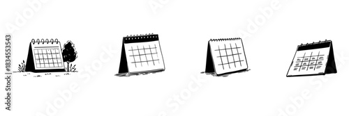 Calendar Doodle Sketch Set. Time Management, Scheduling, And Planning In Hand Drawn Style Collection. Organizational Tools And Date Tracking. Hand Drawn Isolated Vector Illustration