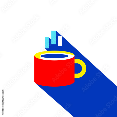 A minimalist illustration of a hot cup with a long shadow
