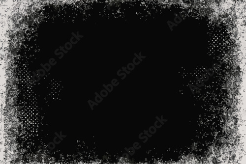 Distressed Gray Frame with Fragmented Border Texture and a Dark Central Area