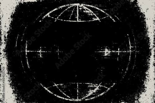 Distressed Globe Grid in Black and White for Grunge Effects