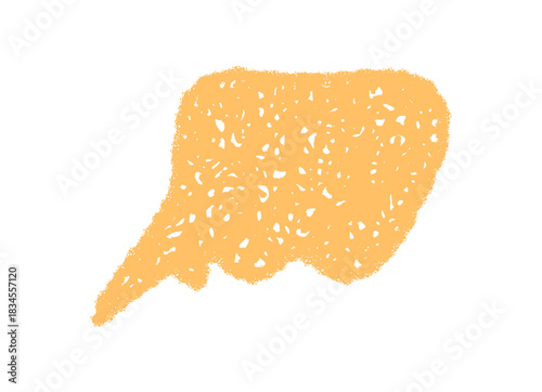 Organic wavy bubble in crayon sketch style forms a playful comic talk shape. Rectangle speech element adds conversation and message focus. Graphic dialog enhances communication in yellow.