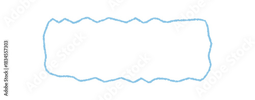 Wavy outline quote box frame in blue chalk style. Fluid banner and speech rectangle as background with border and textbox for modern graphic use. Rectangle with border for creative template.