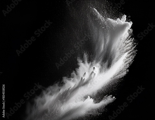 white powder falling on black background abstract texture