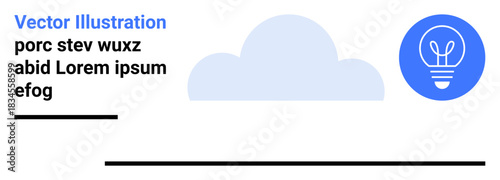 Innovation, ideation, technology, creativity, cloud computing, modern design. ion of a cloud and lightbulb with placeholder text. Innovation and creativity concept