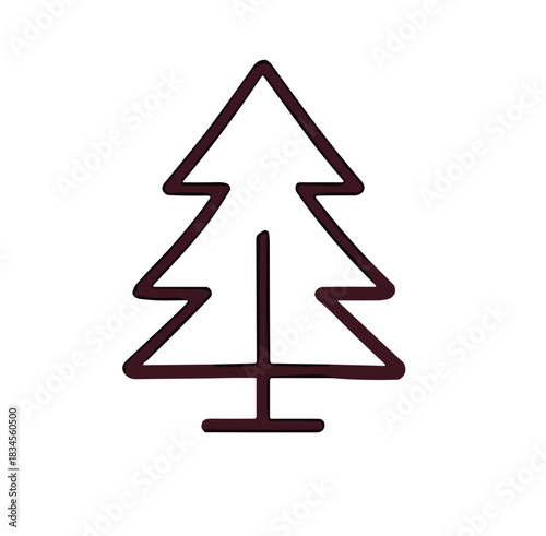 Minimal Christmas tree outline icon for charity holiday designs