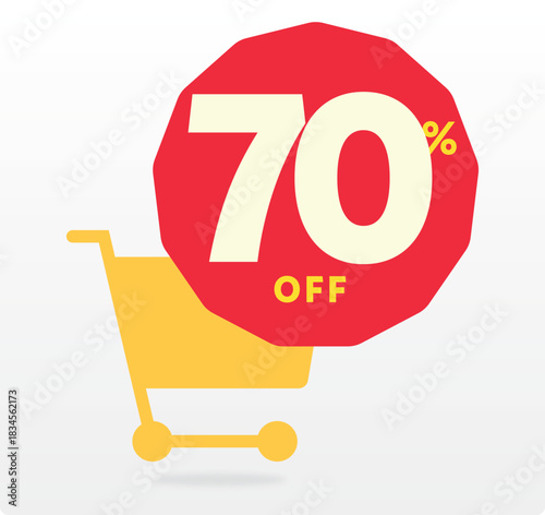 70%  offer, clearance, tag, market, store, vector, shape, off, advertising, promo, sale, design, poster, shop cart. Banner, discount, set, icon, sign, retail
