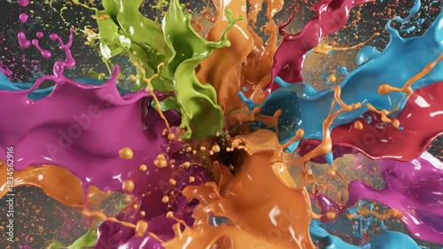 Abstract Paint Blast Creating Colorful Explosion