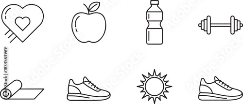 Fitness and Wellness Icons for Healthy Lifestyle