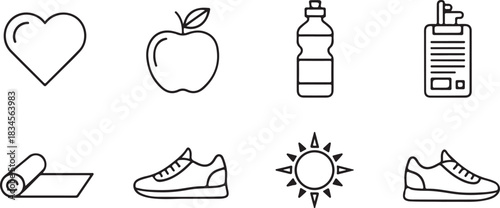Fitness and Wellness Line Art Icons Collection