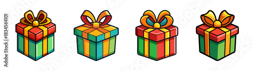 Isometric christmas gift boxes vector illustration for holiday presents and celebration design