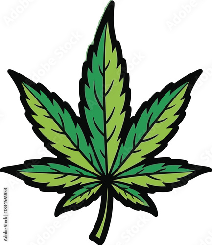 Cannabis leaf marijuana weed ganja hemp plant vector icon illustration design isolated on transparent background, Vector