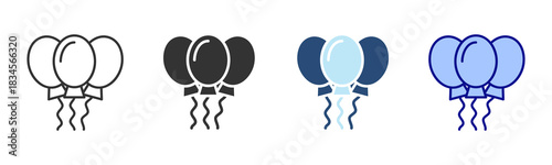 Balloon Icon Set. Designed In Multi Style