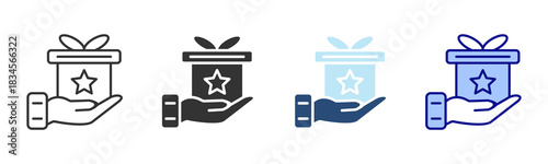 Gift Icon Set. Designed In Multi Style