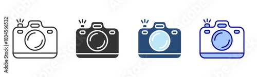 Camera Icon Set. Designed In Multi Style
